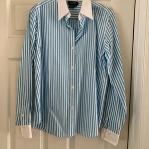 Ralph Lauren Blue and White Striped Dress Shirt